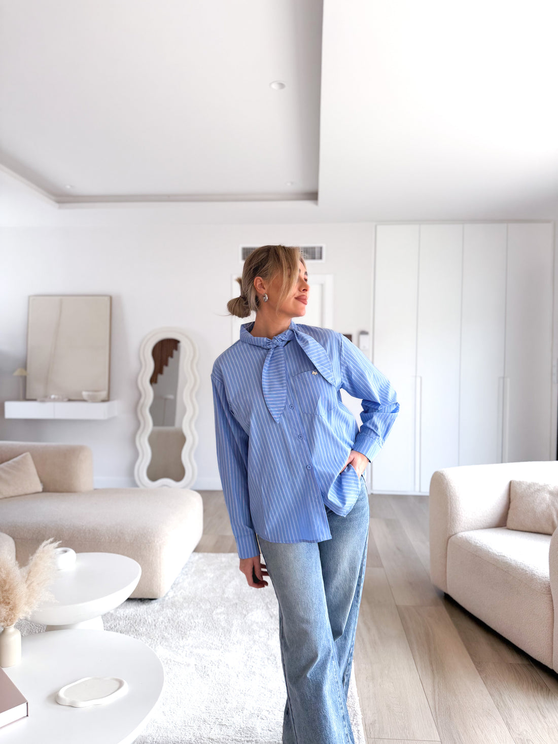 Camisa popelín rayas anudada