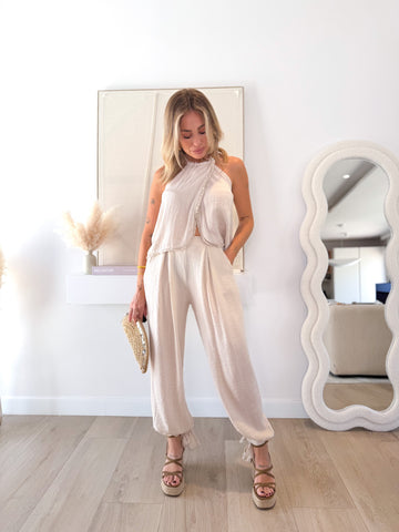 Pantalón bombacho beige