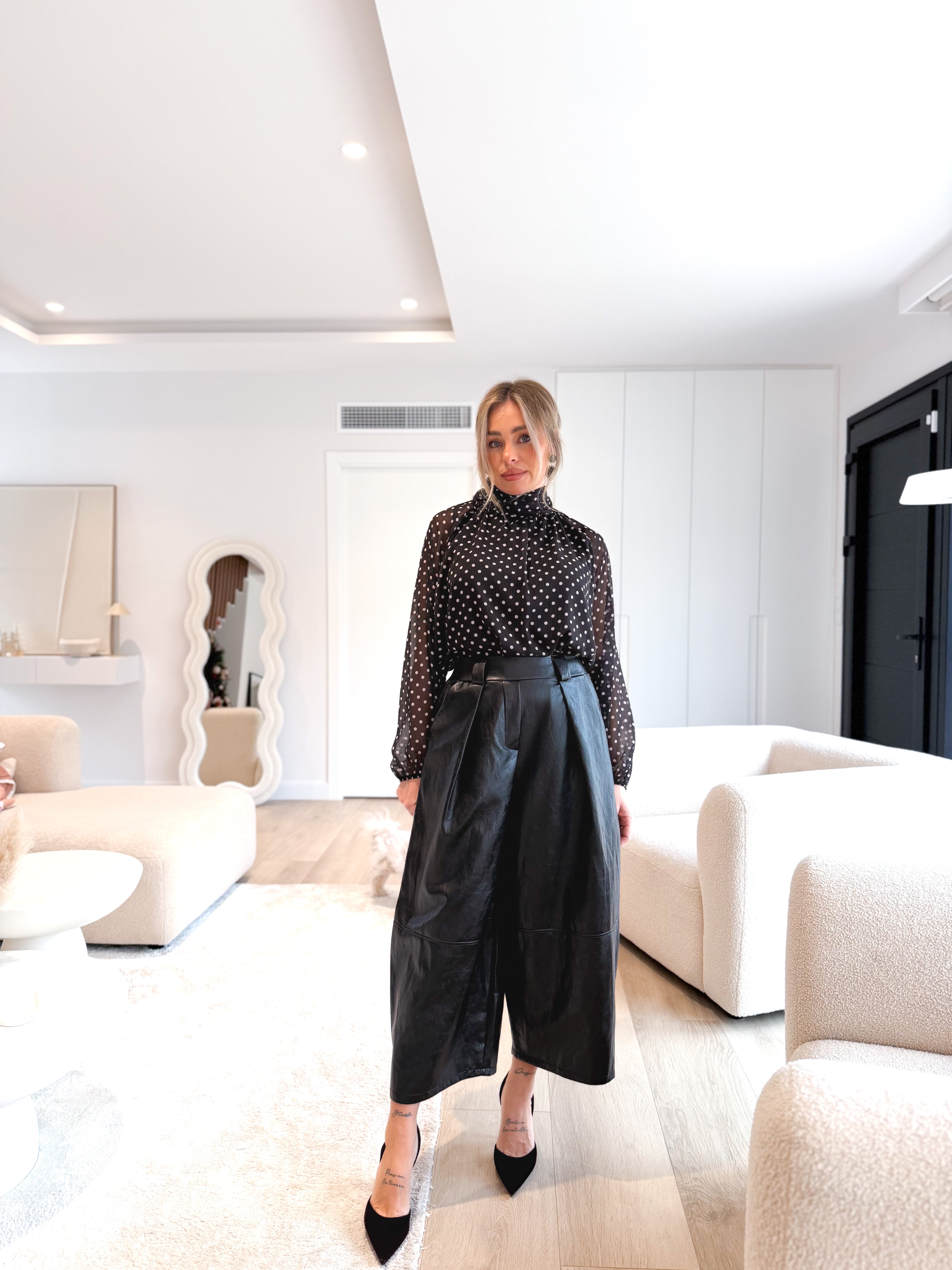 Pantalón globo polipiel negro