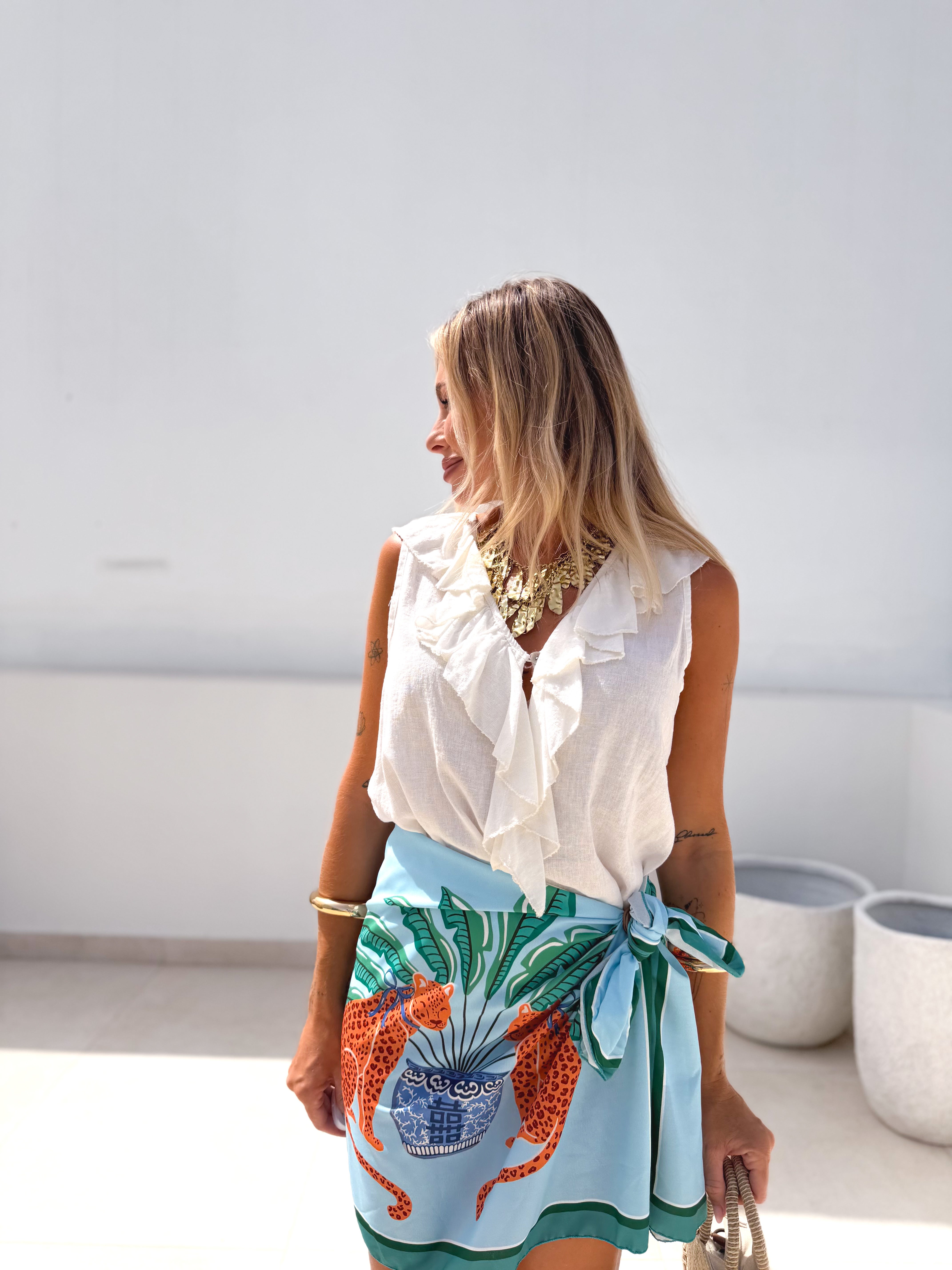 Blusa volantes cruda
