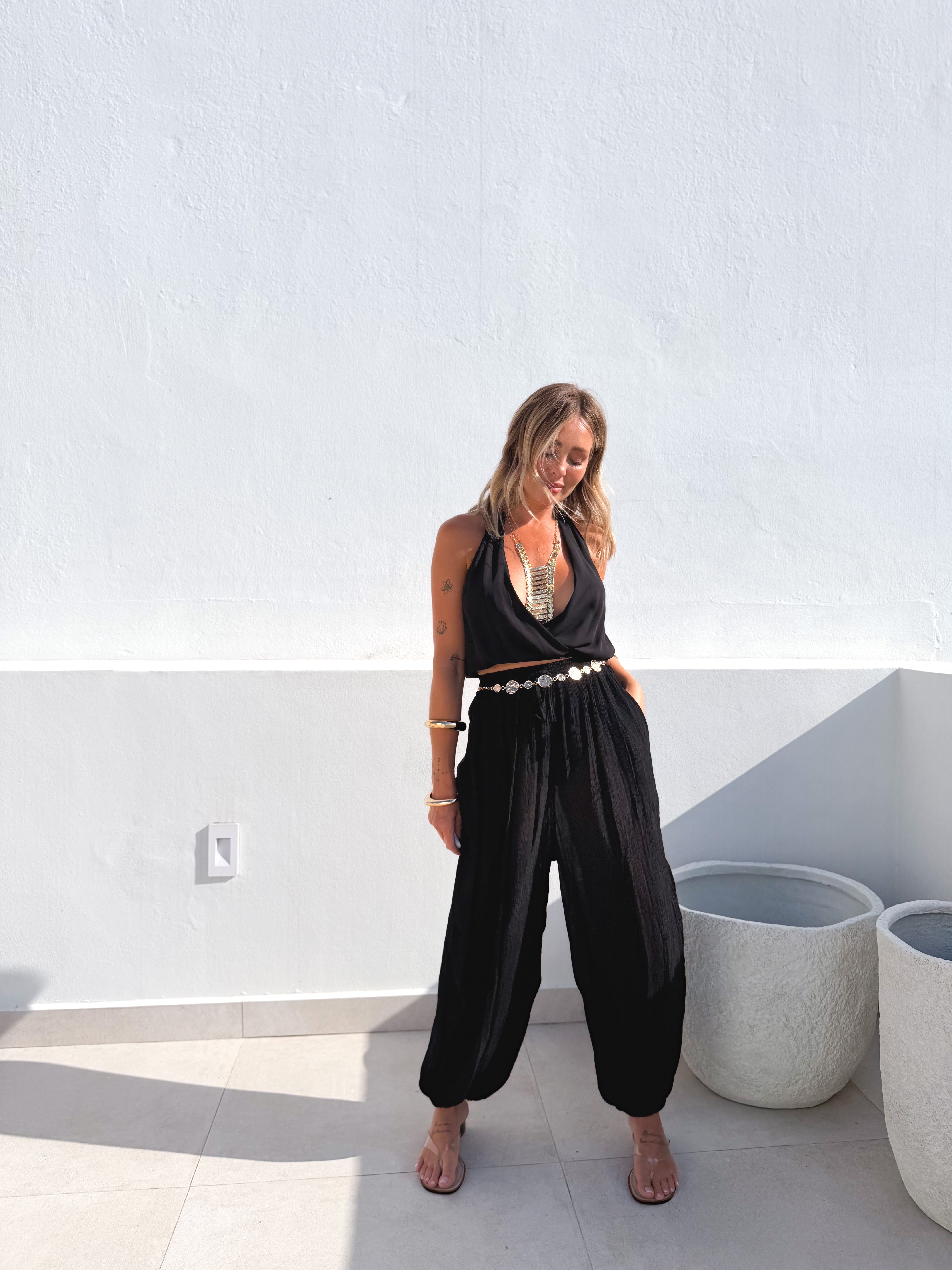 Pantalón bambula bombacho negro
