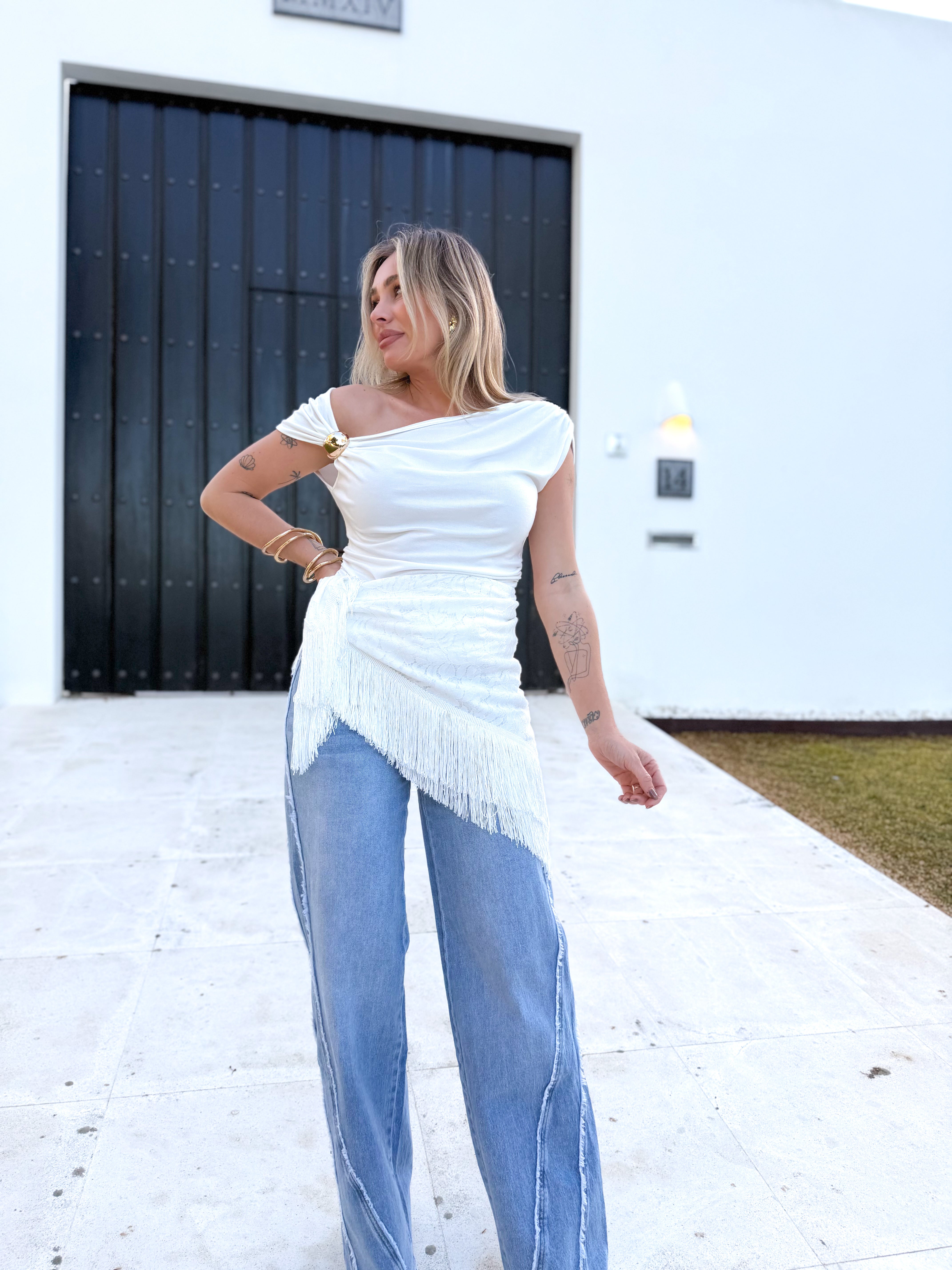 Pareo bordado blanco