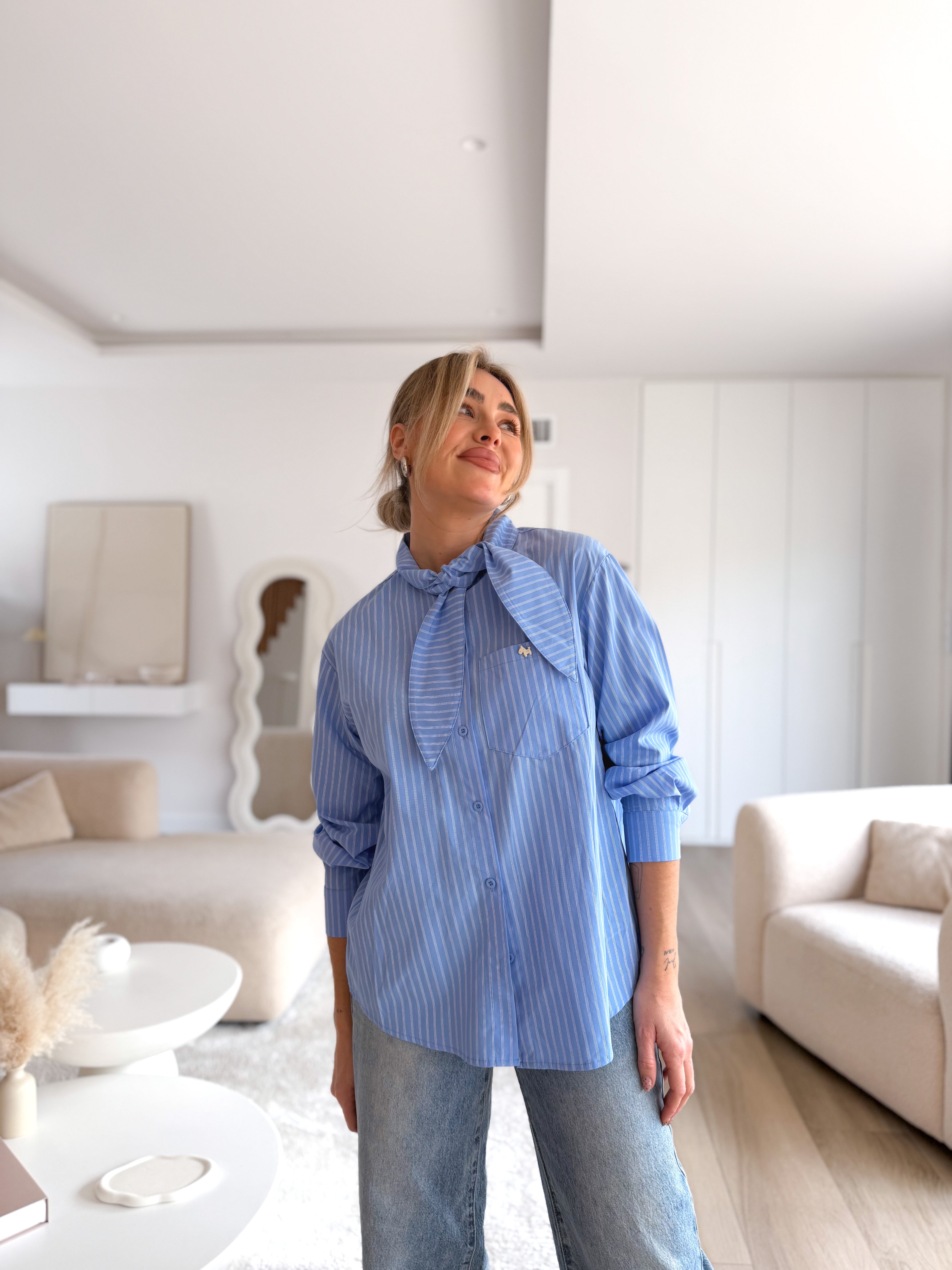 Camisa popelín rayas anudada