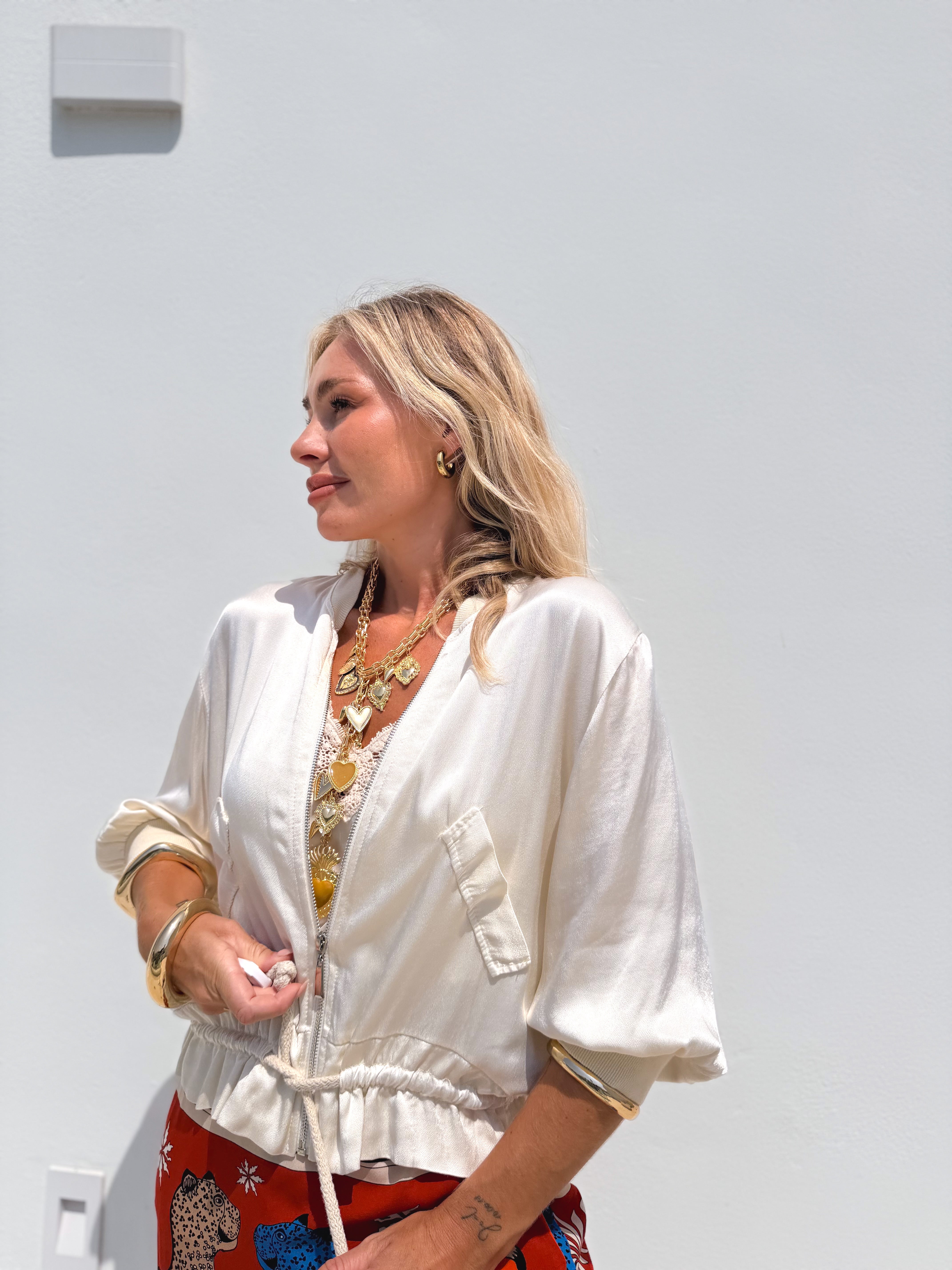 Bomber satinada beige