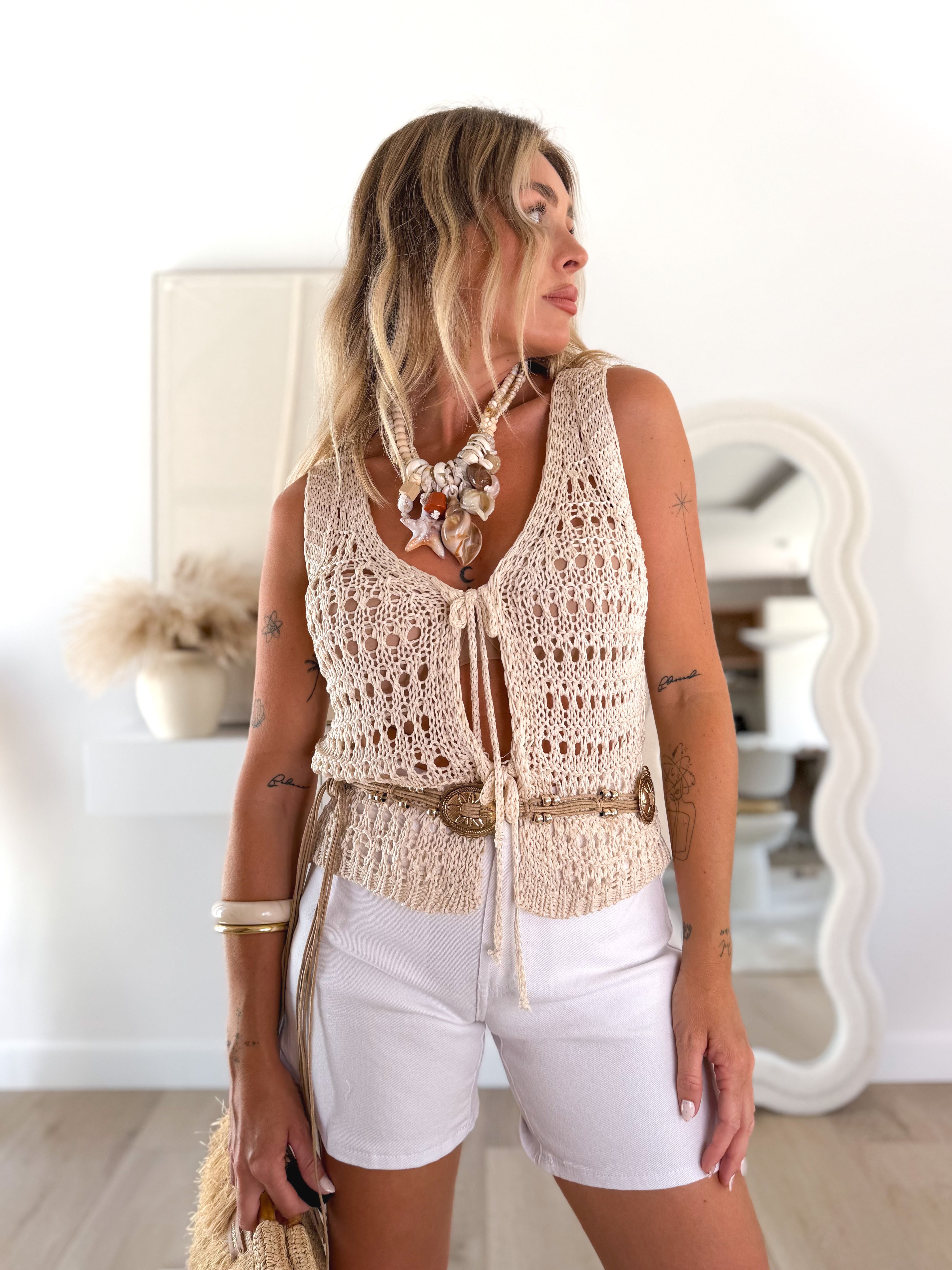 Chaleco anudado crochet