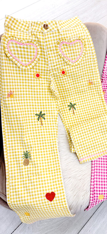 Denim vichy combinado amarillo